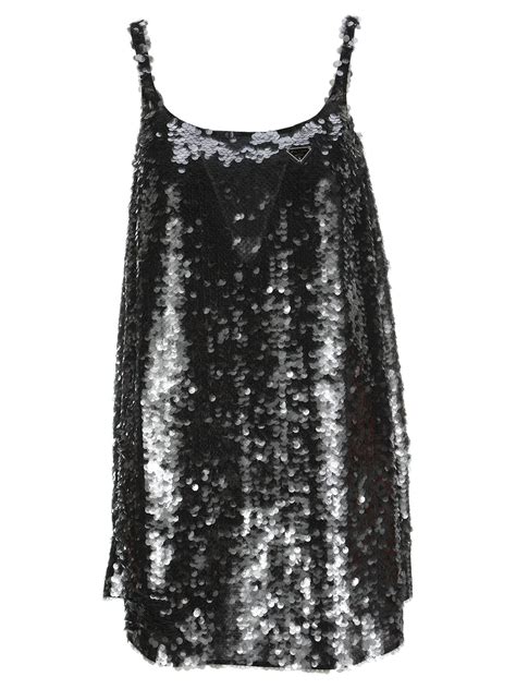 prada black dress 2014|Prada black sequin dress.